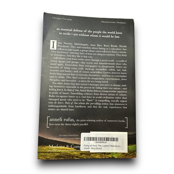 ⚡️3/$15⚡️ Party of One: The Loners' Manifesto [Paperback] by Anneli Rufus Book - Picture 3 of 3